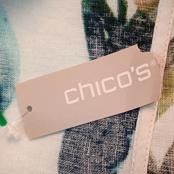 ⭐️Chico's Zip-Front Tropical-Print 3/4 Sleeves 100% Linen Jacket NWT - Picture 5 of 13